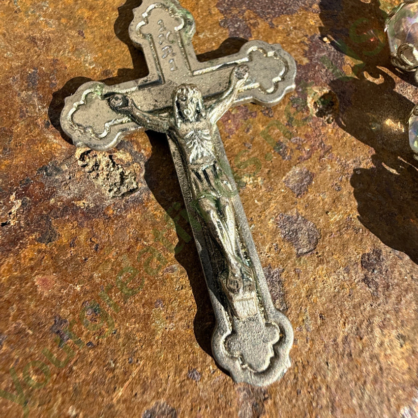 Vintage Italian Aurora Borealis Glass Bead Catholic Rosary rosary necklace