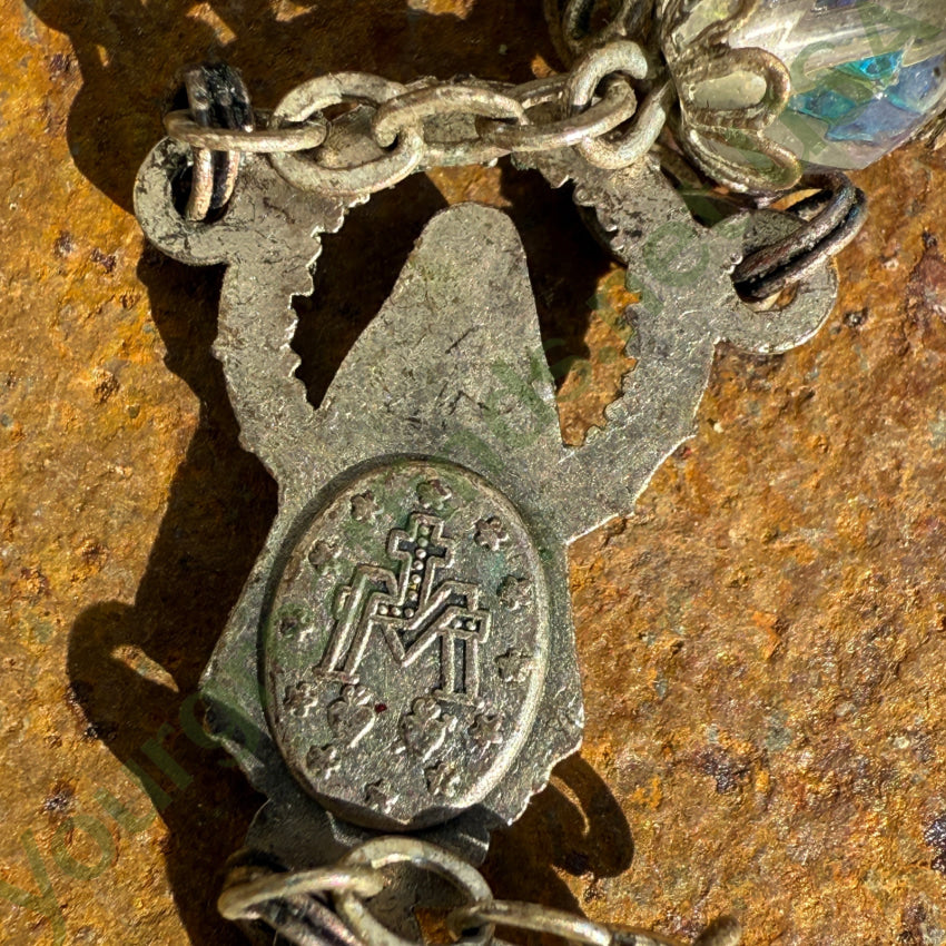 Vintage Italian Aurora Borealis Glass Bead Catholic Rosary rosary necklace