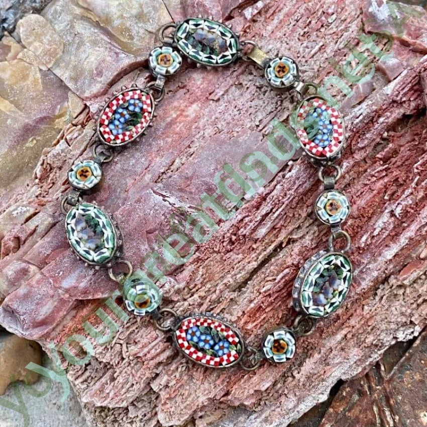 Vintage Italian Millefiori Mosaic Bracelet with Floral Design Yourgreatfinds
