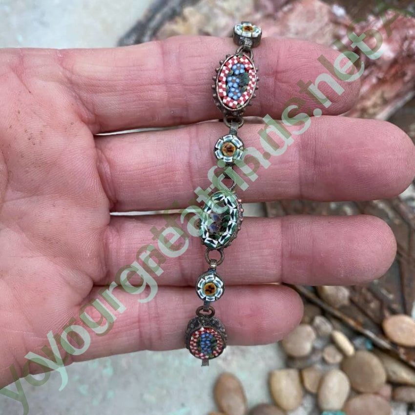 Vintage Italian Millefiori Mosaic Bracelet with Floral Design Yourgreatfinds