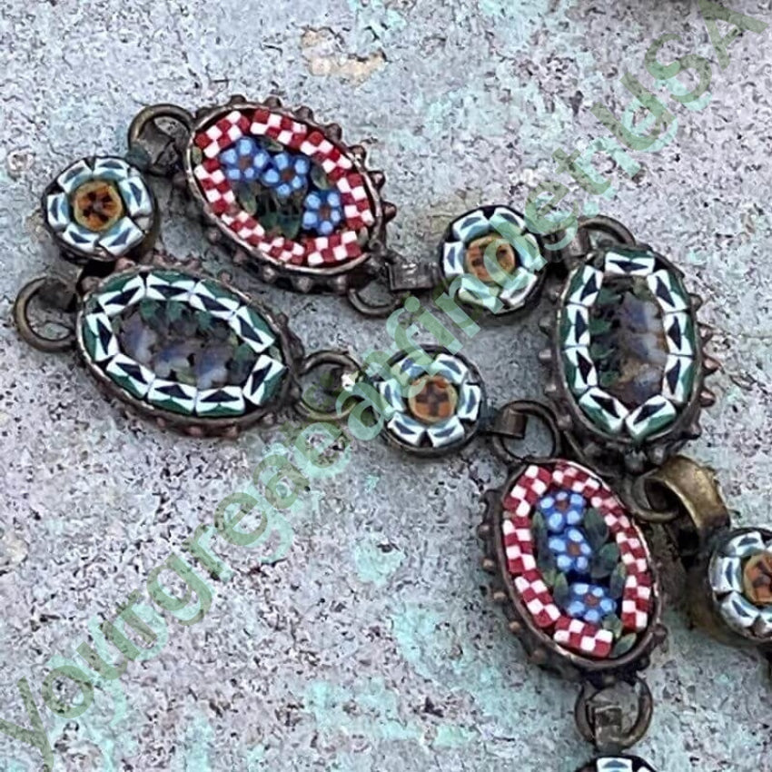 Vintage Italian Millefiori Mosaic Bracelet with Floral Design Yourgreatfinds