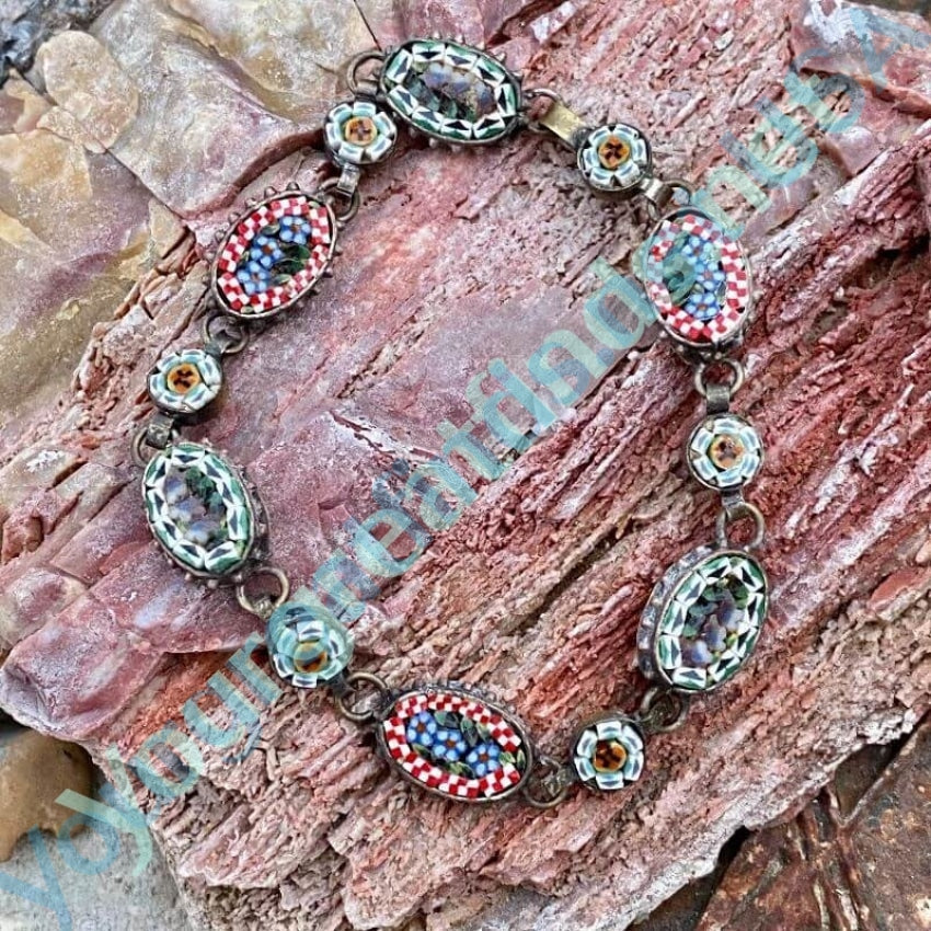 Vintage Italian Millefiori Mosaic Bracelet with Floral Design Yourgreatfinds