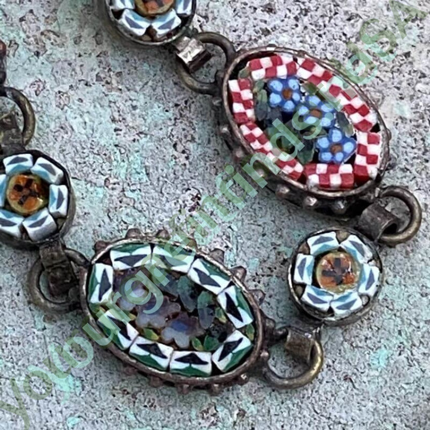 Vintage Italian Millefiori Mosaic Bracelet with Floral Design Yourgreatfinds