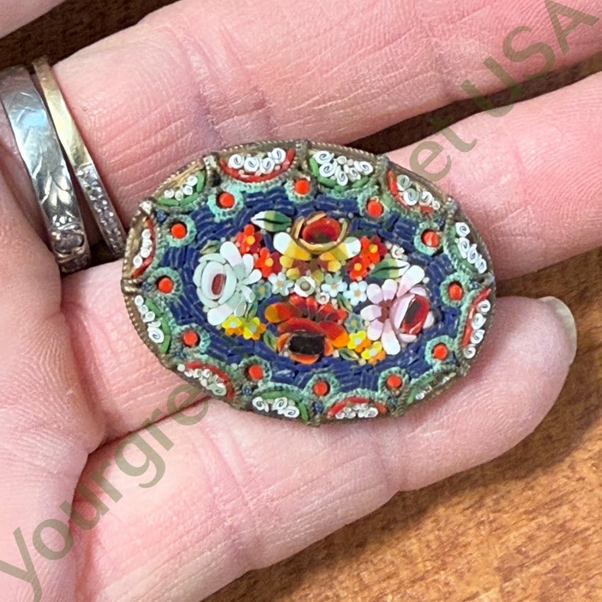 Vintage Italian Millifiore Micro Mosaic Brooch