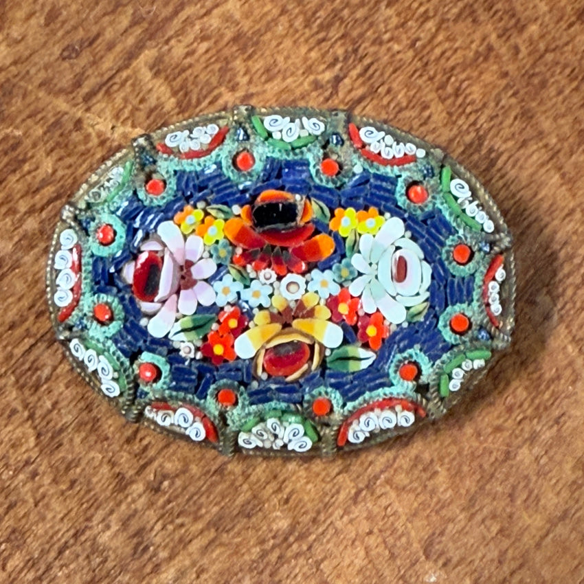 Vintage Italian Millifiore Micro Mosaic Brooch