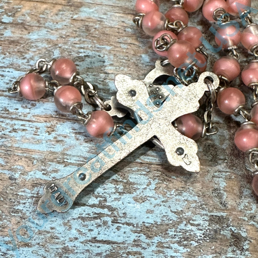 Vintage Italian Pink Glass Bead Rosary