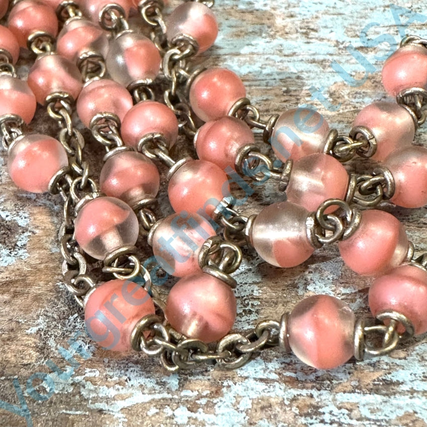 Vintage Italian Pink Glass Bead Rosary