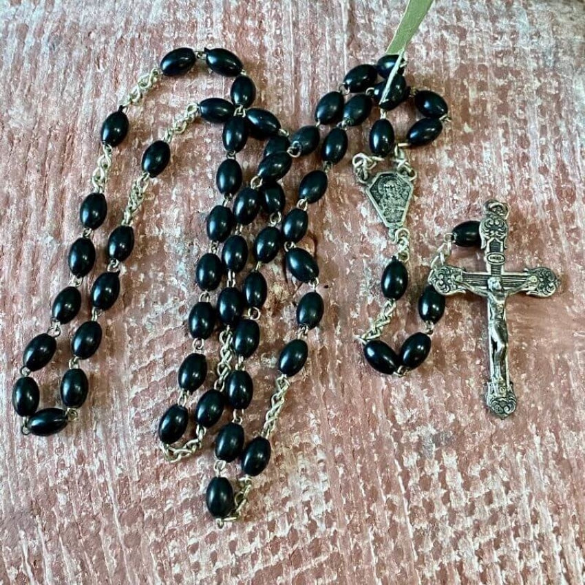 Vintage Italian Rosary with Black Beads Yourgreatfinds