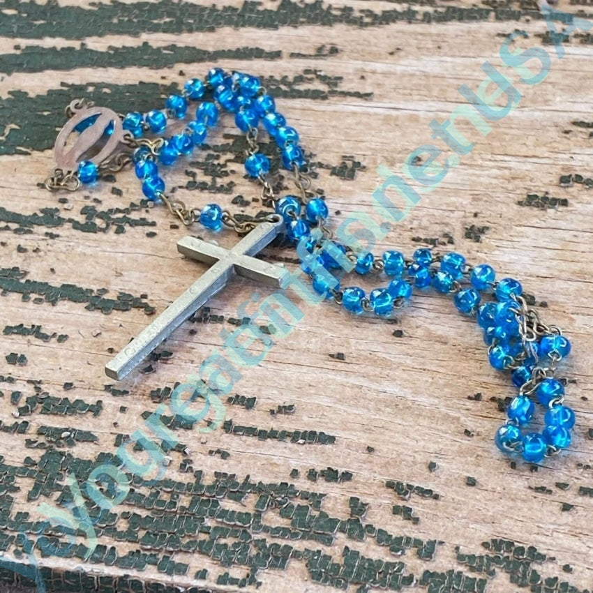 Vintage Italian Rosary with Blue Glass Beads Yourgreatfinds