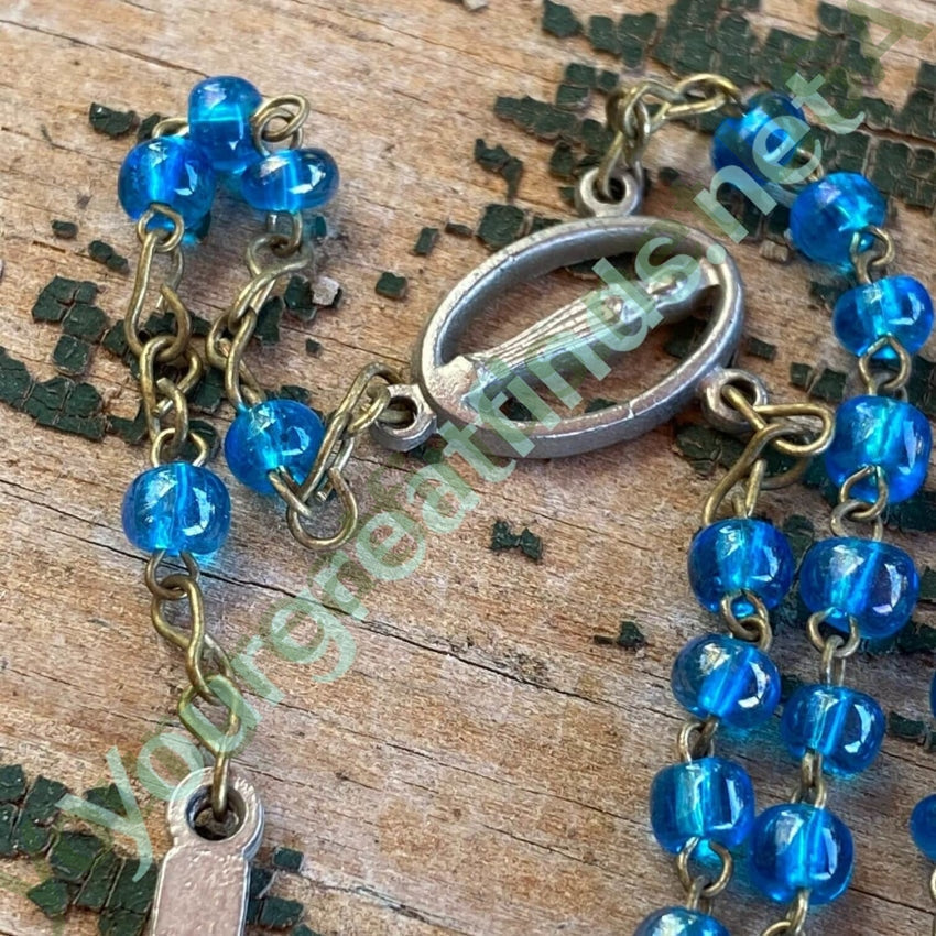 Vintage Italian Rosary with Blue Glass Beads Yourgreatfinds