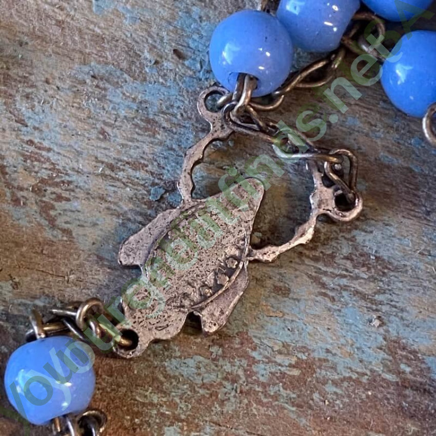 Vintage Italian Rosary with Blue Milk Glass Beads Yourgreatfinds