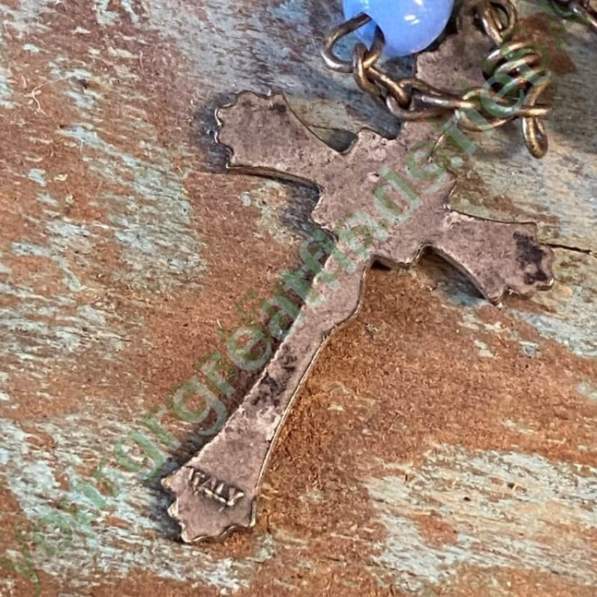 Vintage Italian Rosary with Blue Milk Glass Beads Yourgreatfinds