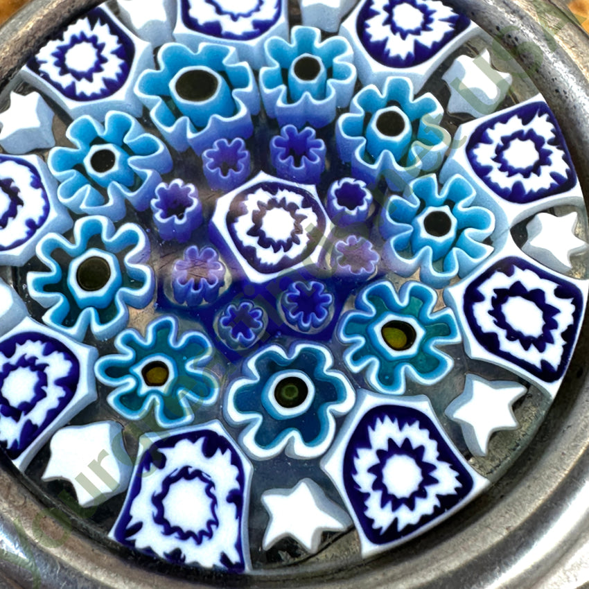 Vintage Italian Sterling Silver Murano Millefiori Pill Box Box Sterling Silver