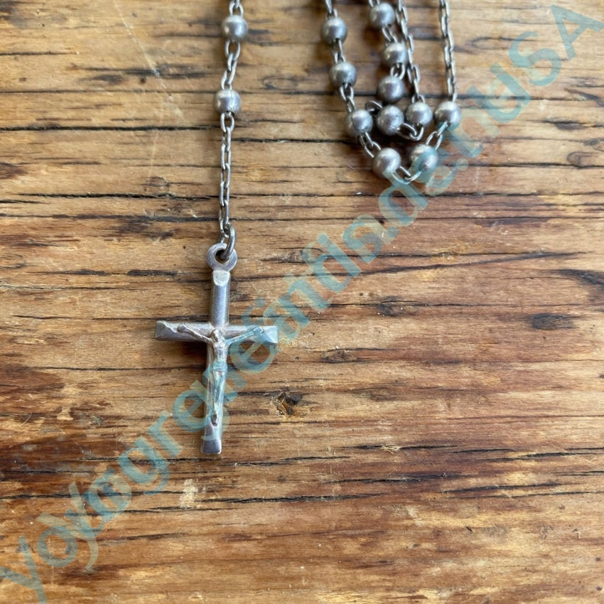 Vintage Italian Sterling Silver Rosary Necklace Yourgreatfinds