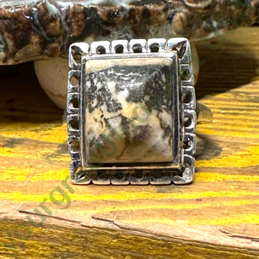 Vintage Jasper Ring Sterling Silver Size 7.5
