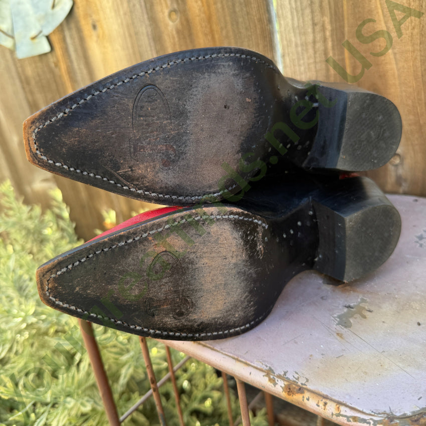 Vintage Justin Black & Red Leather Western Cowgirl Boots cowboy boots