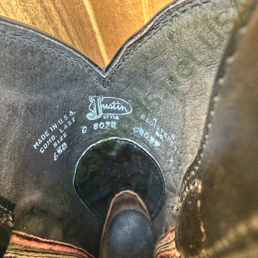 Vintage Justin Black & Red Leather Western Cowgirl Boots cowboy boots