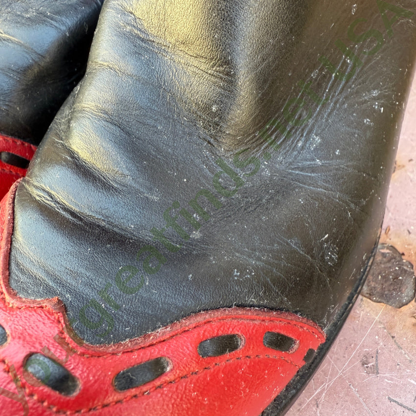 Vintage Justin Black & Red Leather Western Cowgirl Boots cowboy boots