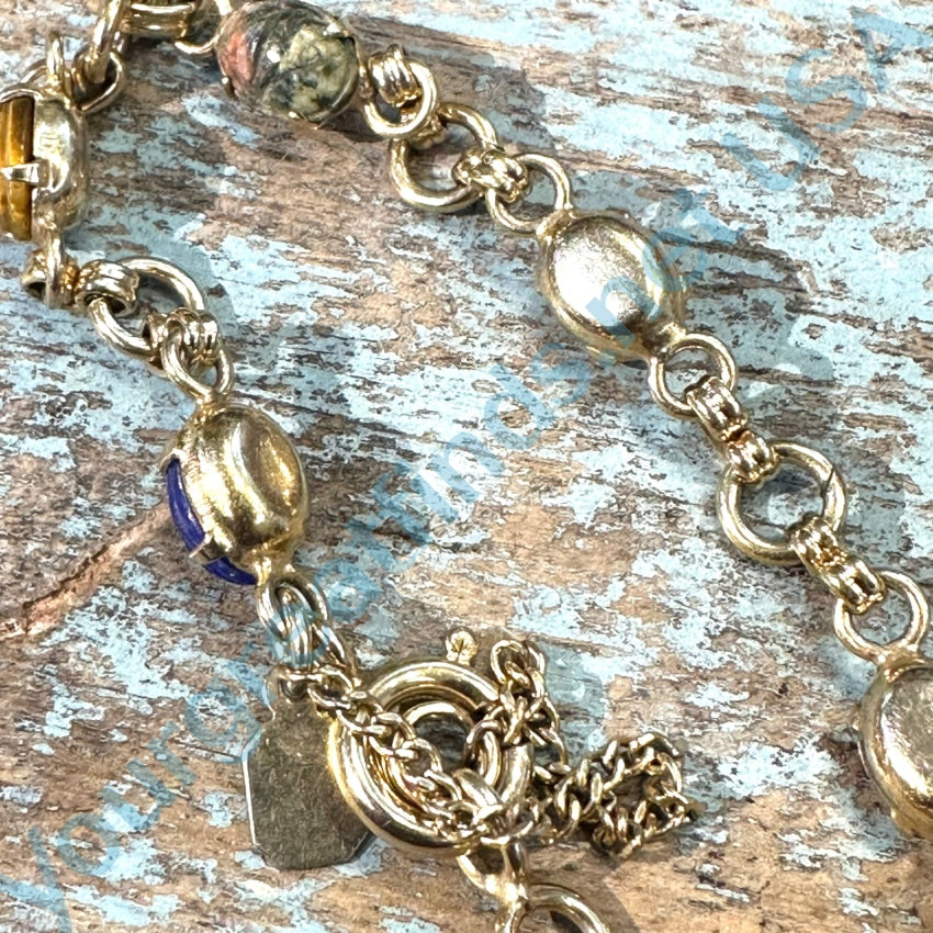 Vintage Karen Lynne 12K Gold Filled Gemstone Scarab Bracelet