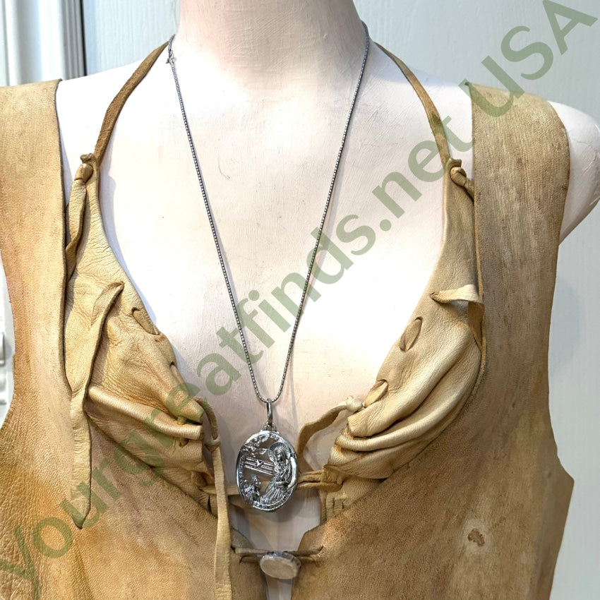 Vintage Large Sterling Silver Devotional Necklace