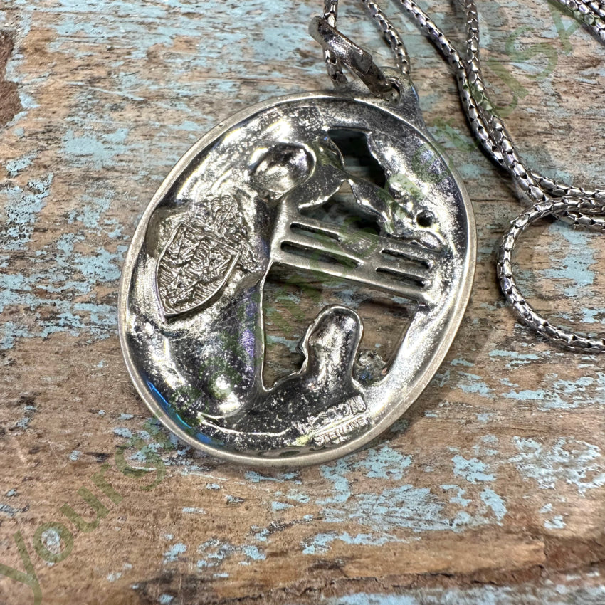 Vintage Large Sterling Silver Devotional Necklace