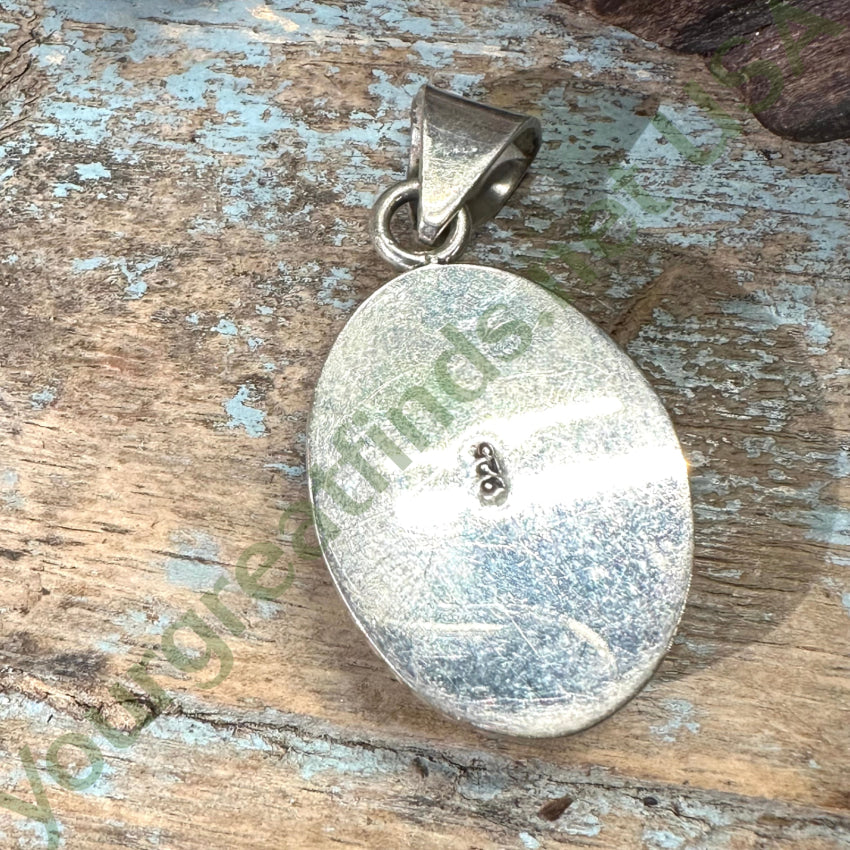 Vintage Larger Sterling Silver & Turquoise Pendant