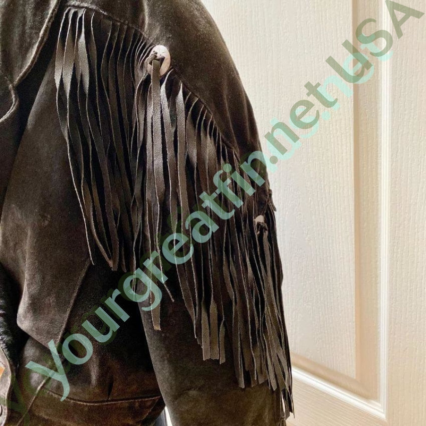 Vintage Learsi Black Suede Leather Jacket with Fringe Details Yourgreatfinds