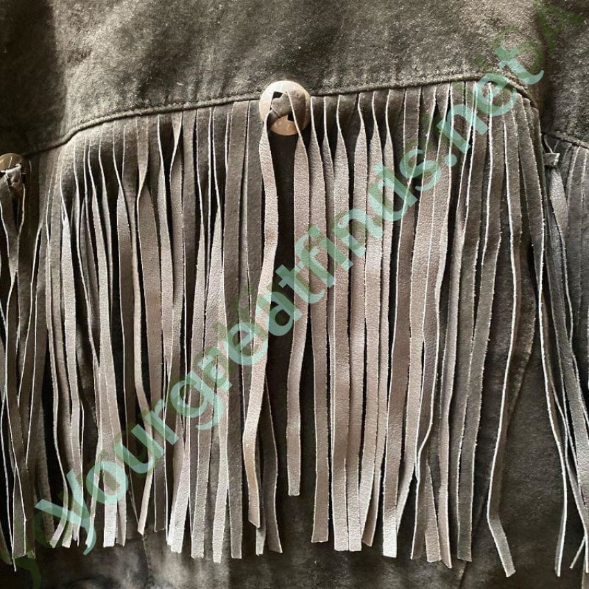 Vintage Learsi Black Suede Leather Jacket with Fringe Details Yourgreatfinds