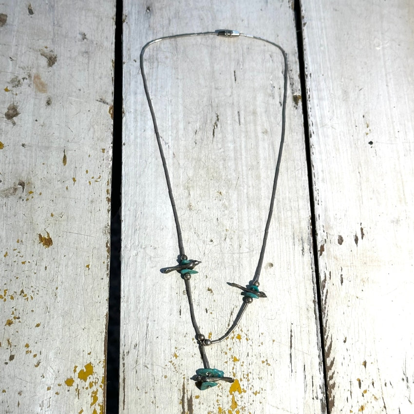 Vintage Liquid Sterling Silver Turquoise Bird Necklace