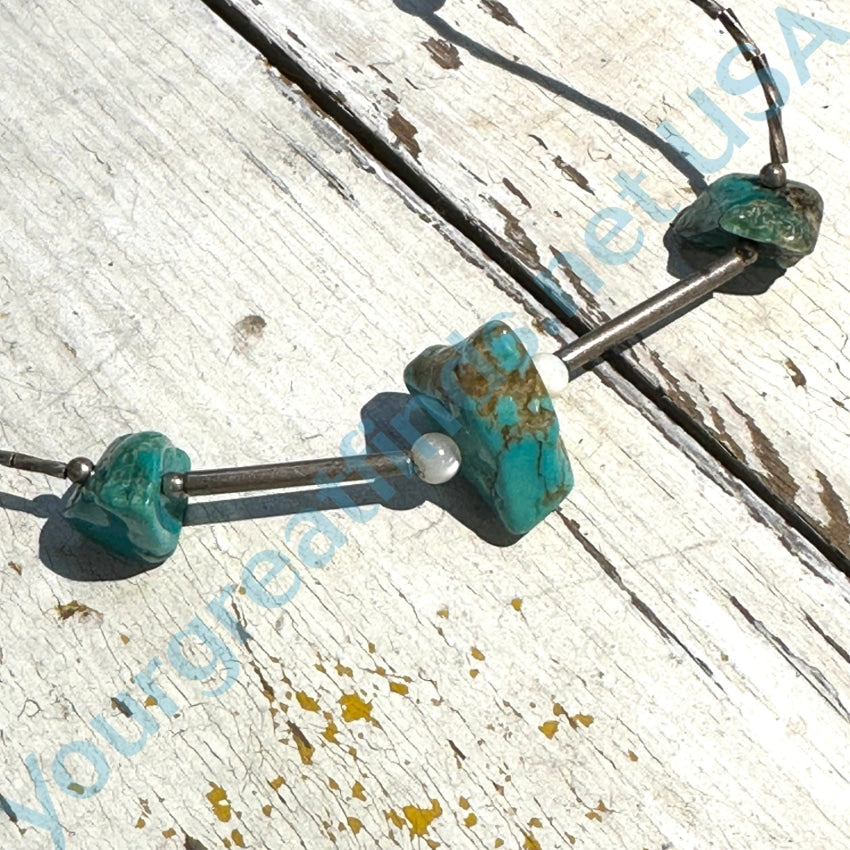 Vintage Liquid Sterling Silver Turquoise Necklace