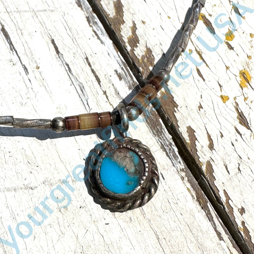 Vintage Liquid Sterling Silver Turquoise Pendant Necklace