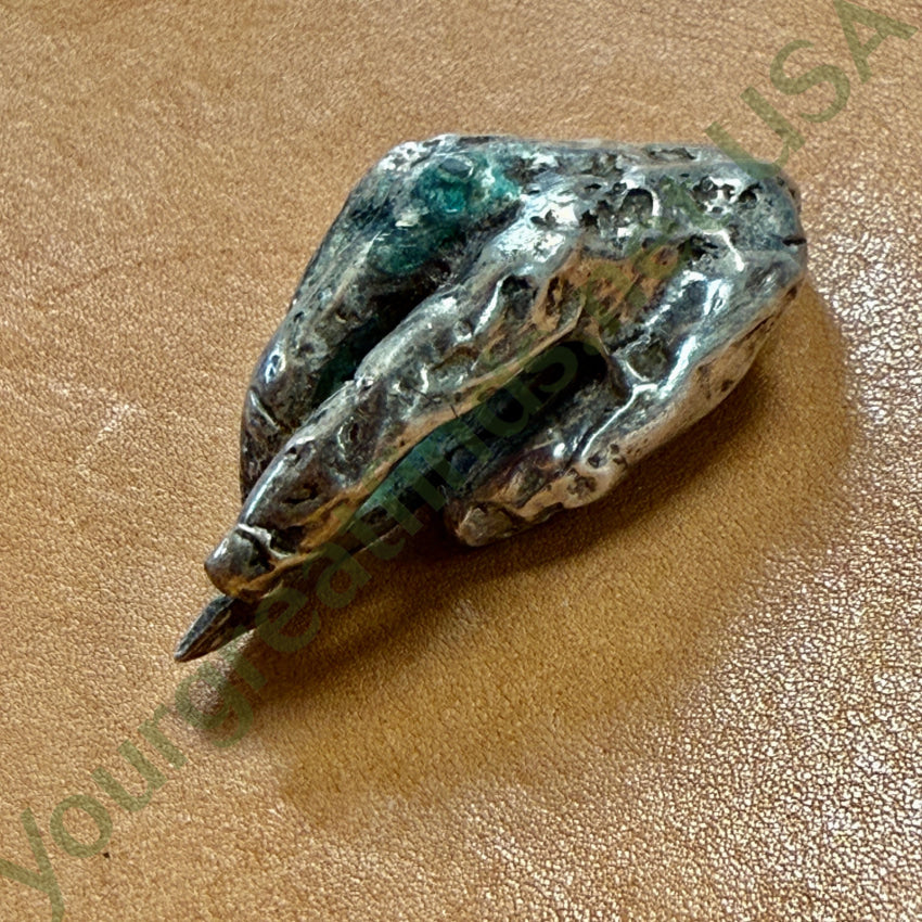 Vintage Lost Wax Cast Sterling Silver Sculptors Artist Hand Pendant necklace