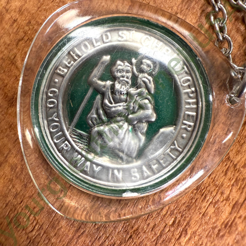 Vintage Lucite St. Christopher Protective Necklace Lumberjack Necklace