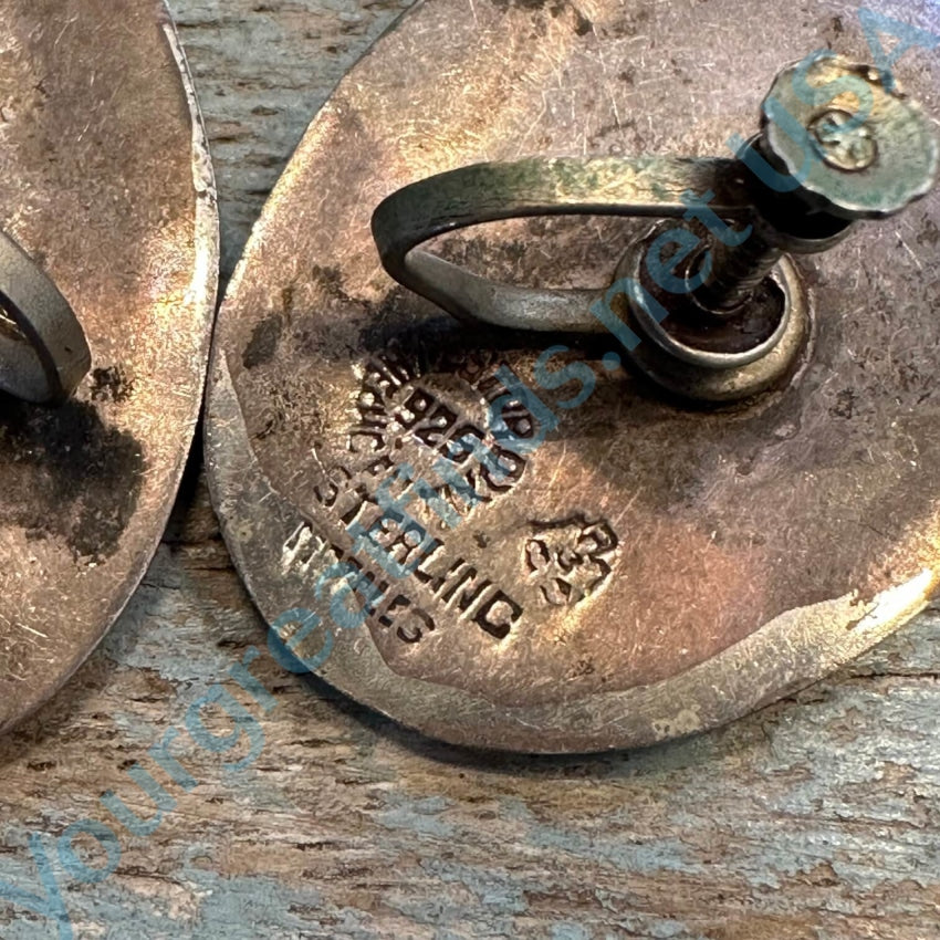 Vintage Metales Chip Mosaic Screw Back Earrings Mexico