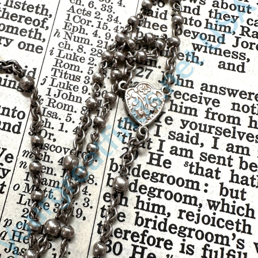 Vintage Mexican Alpaca Silver Bible Rosary Case Pendant Rosary Pendant