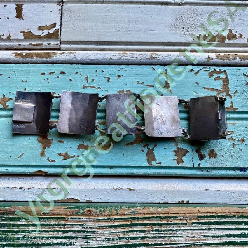 Vintage Mexican Green Jade Mask Panel Bracelet in Sterling Silver Yourgreatfinds