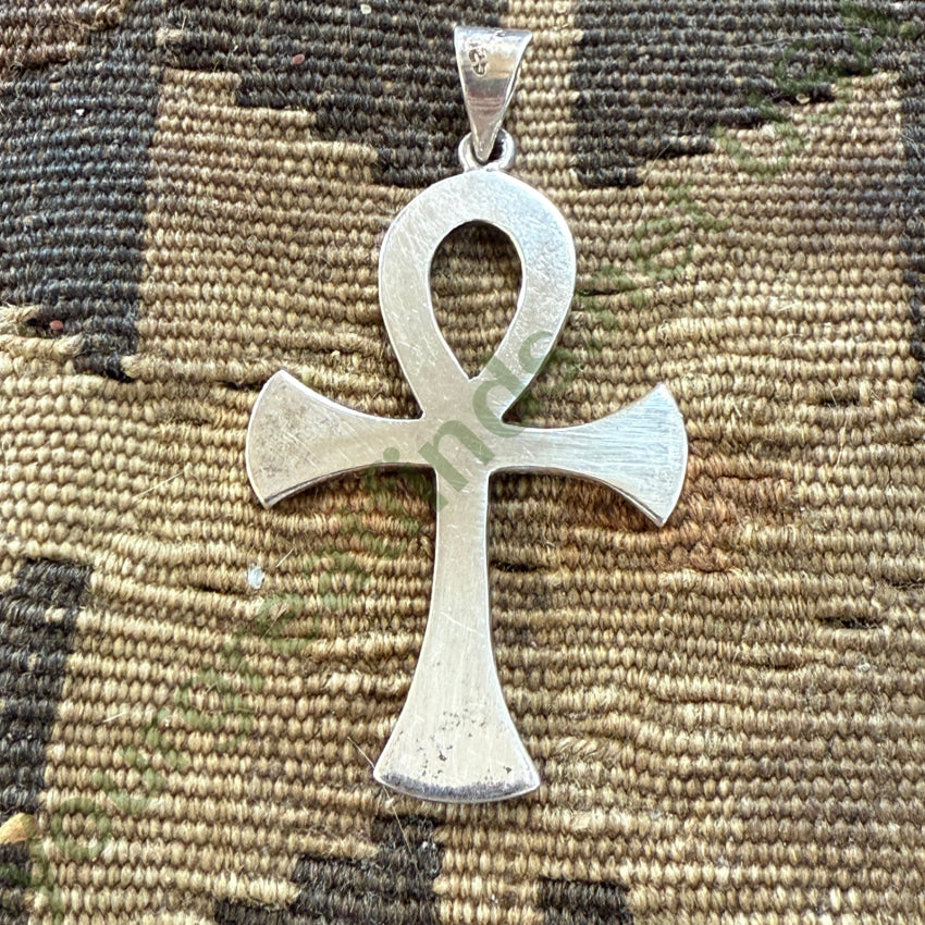 Vintage Mexican Large Sterling Silver Ankh Cross Pendant pendant