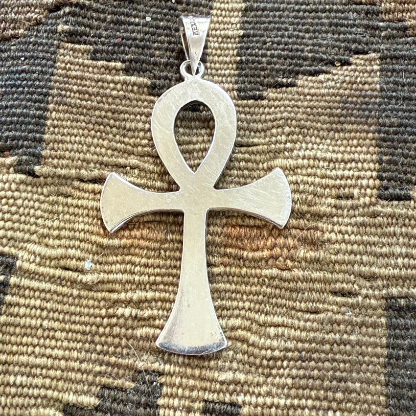 Vintage Mexican Large Sterling Silver Ankh Cross Pendant pendant