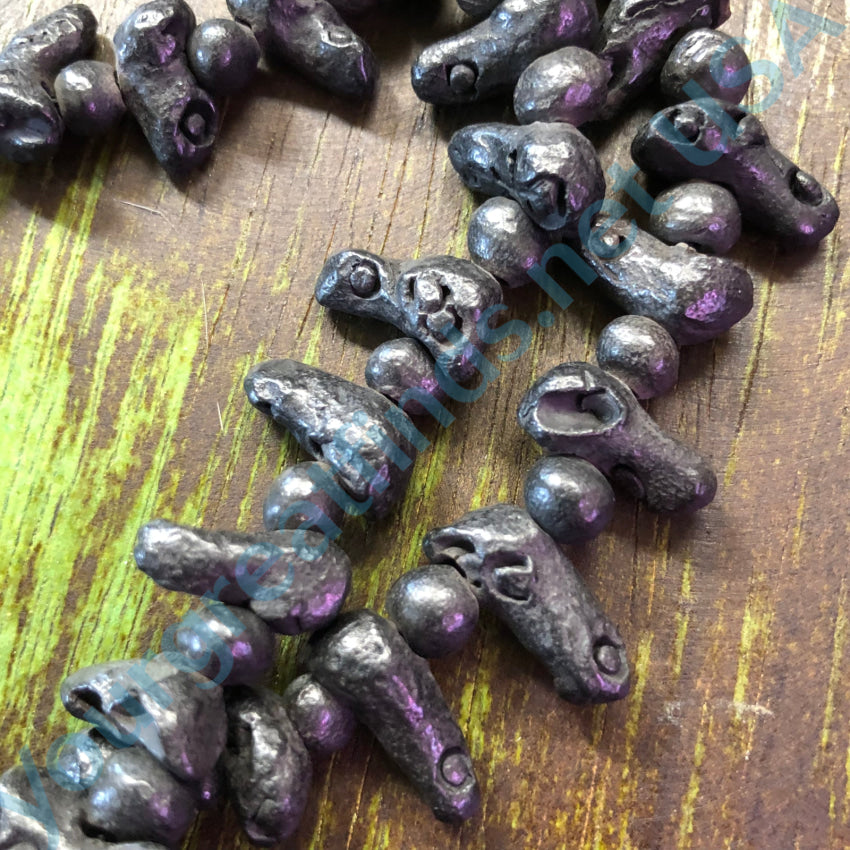 Vintage Mexican Oaxacan Black Glazed Clay Bird Beaded Necklace