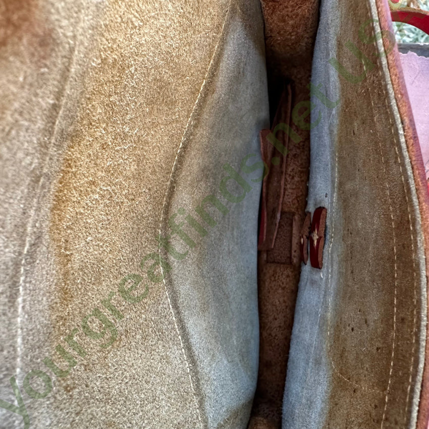 Vintage Mexican Red & White Leather Shoulder Bag Purse