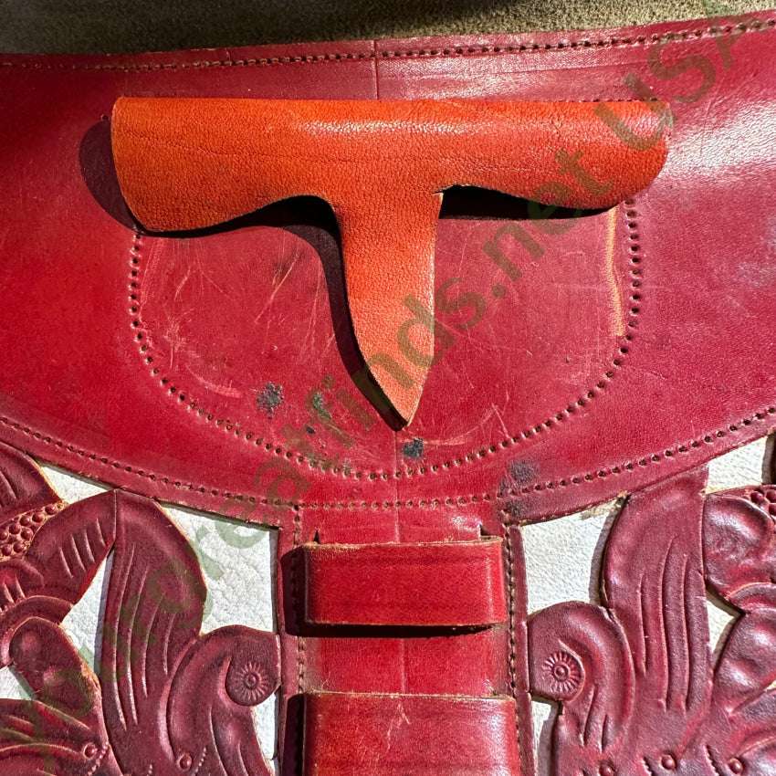 Vintage Mexican Red & White Leather Shoulder Bag Purse