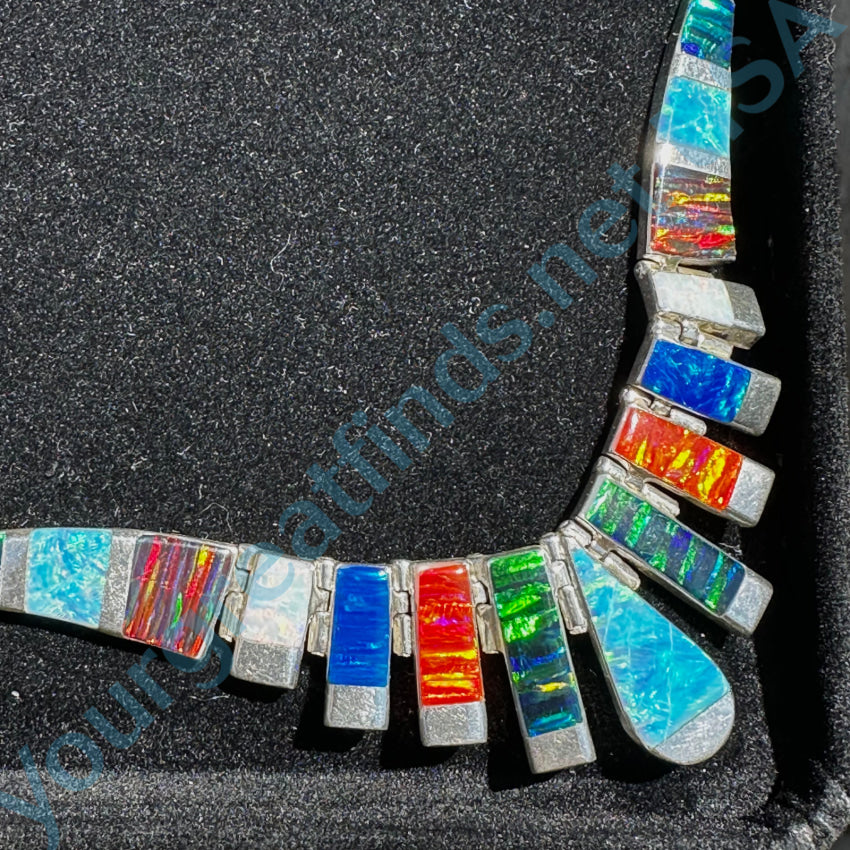 Vintage Mexican Sterling Silver 950 Fine & Opal Necklace Necklace