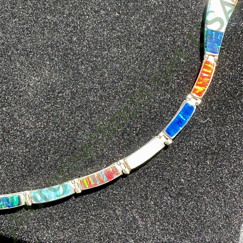 Vintage Mexican Sterling Silver 950 Fine & Opal Necklace Necklace