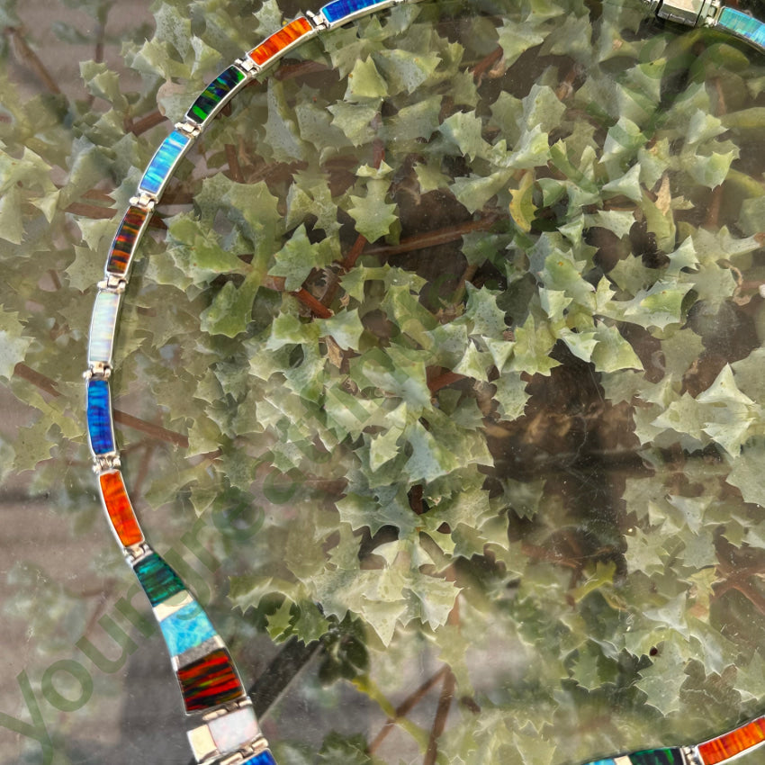 Vintage Mexican Sterling Silver 950 Fine & Opal Necklace Necklace