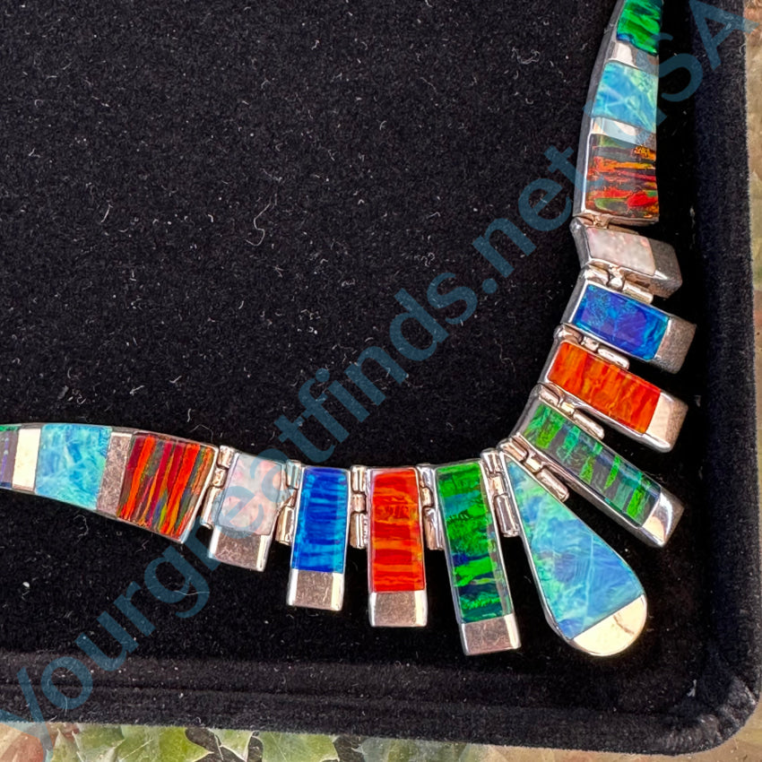 Vintage Mexican Sterling Silver 950 Fine & Opal Necklace Necklace