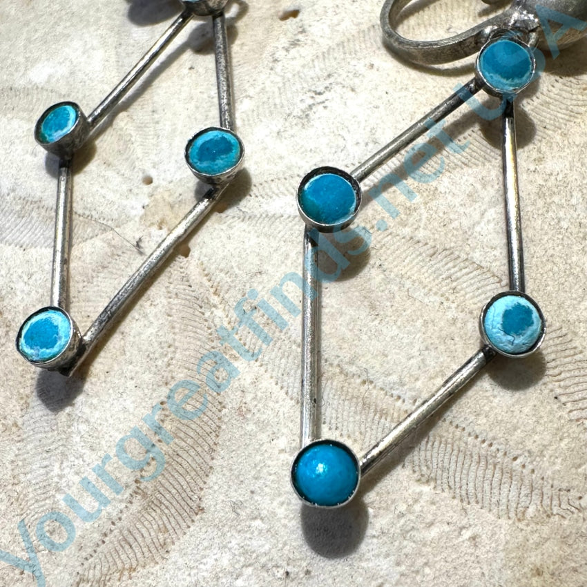 Sterling silver hotsell Alpaca Mexico turquoise earrings