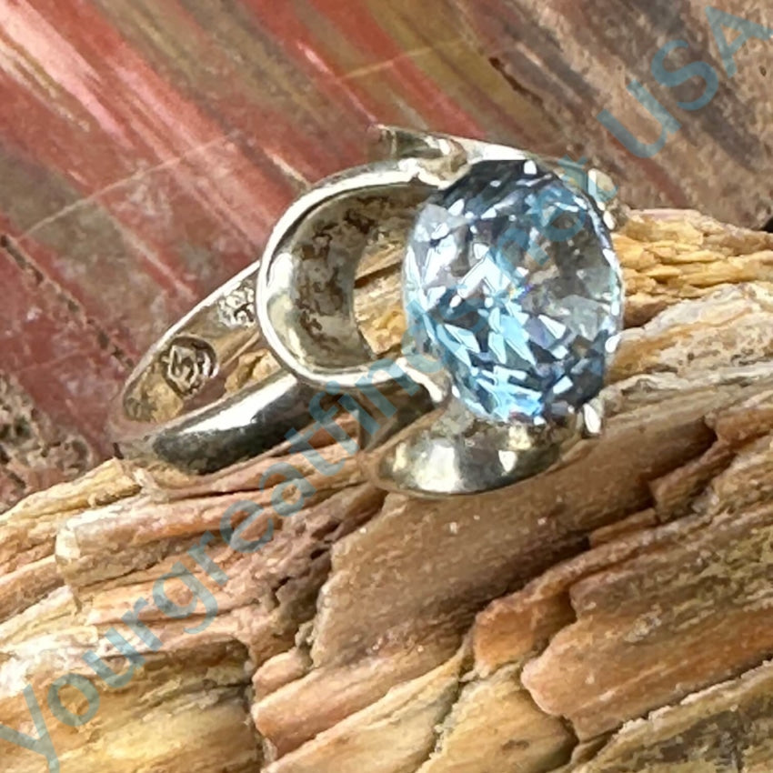 Vintage Mexican Sterling Silver Blue Topaz Ring 5.5