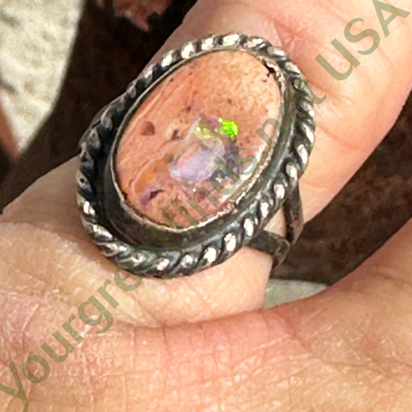 Vintage Mexican Sterling Silver Cantera Opal Ring Size 5 1/4 Ring