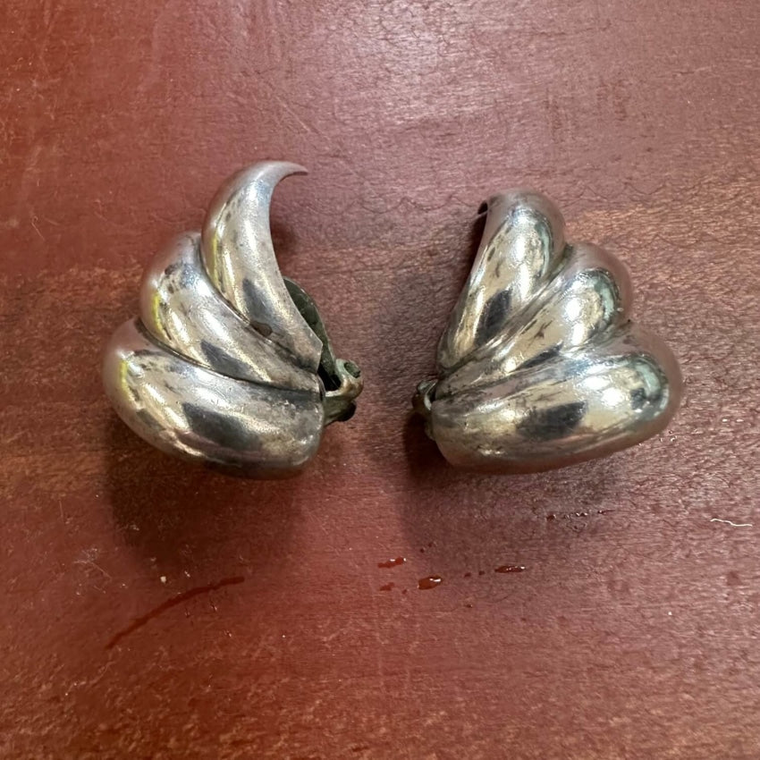 Vintage Mexican Sterling Silver Clip Earrings