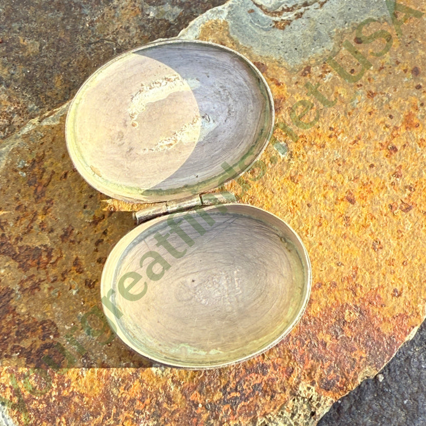 Vintage Mexican Sterling Silver & Dendritic Agate Pillbox Pillbox